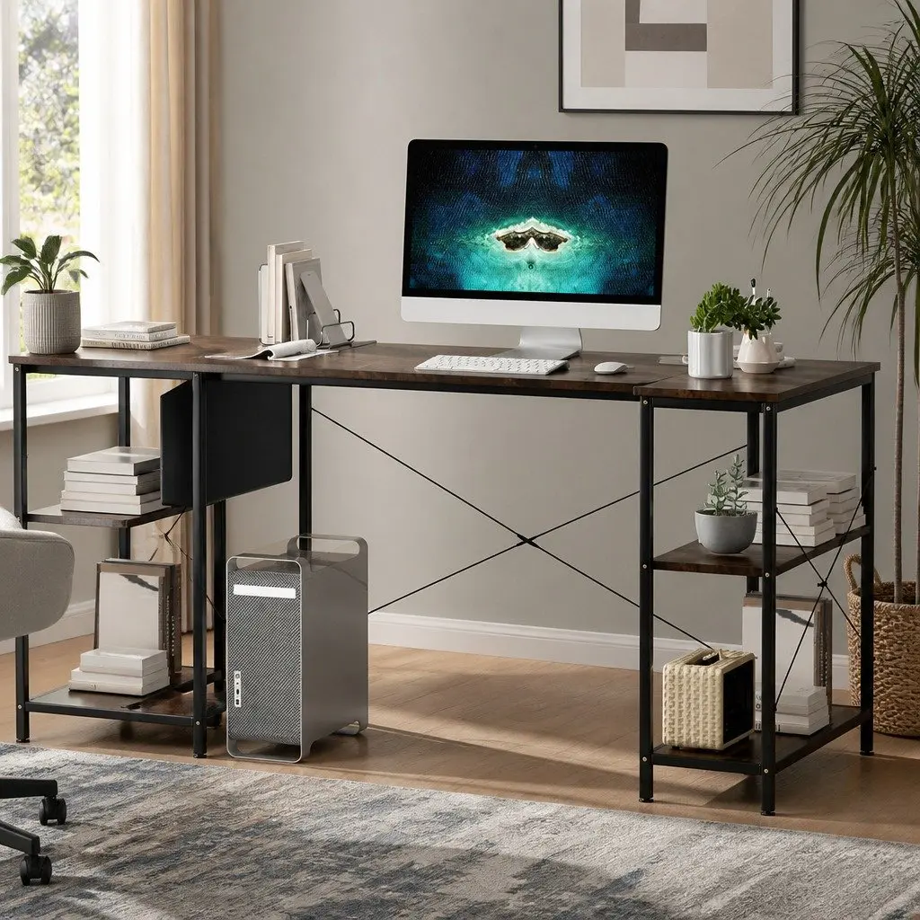 Reversible L Shaped Corner Desk with Industrial Style
