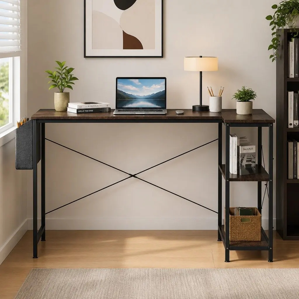 L Shaped Corner Desk with Reversible Storage