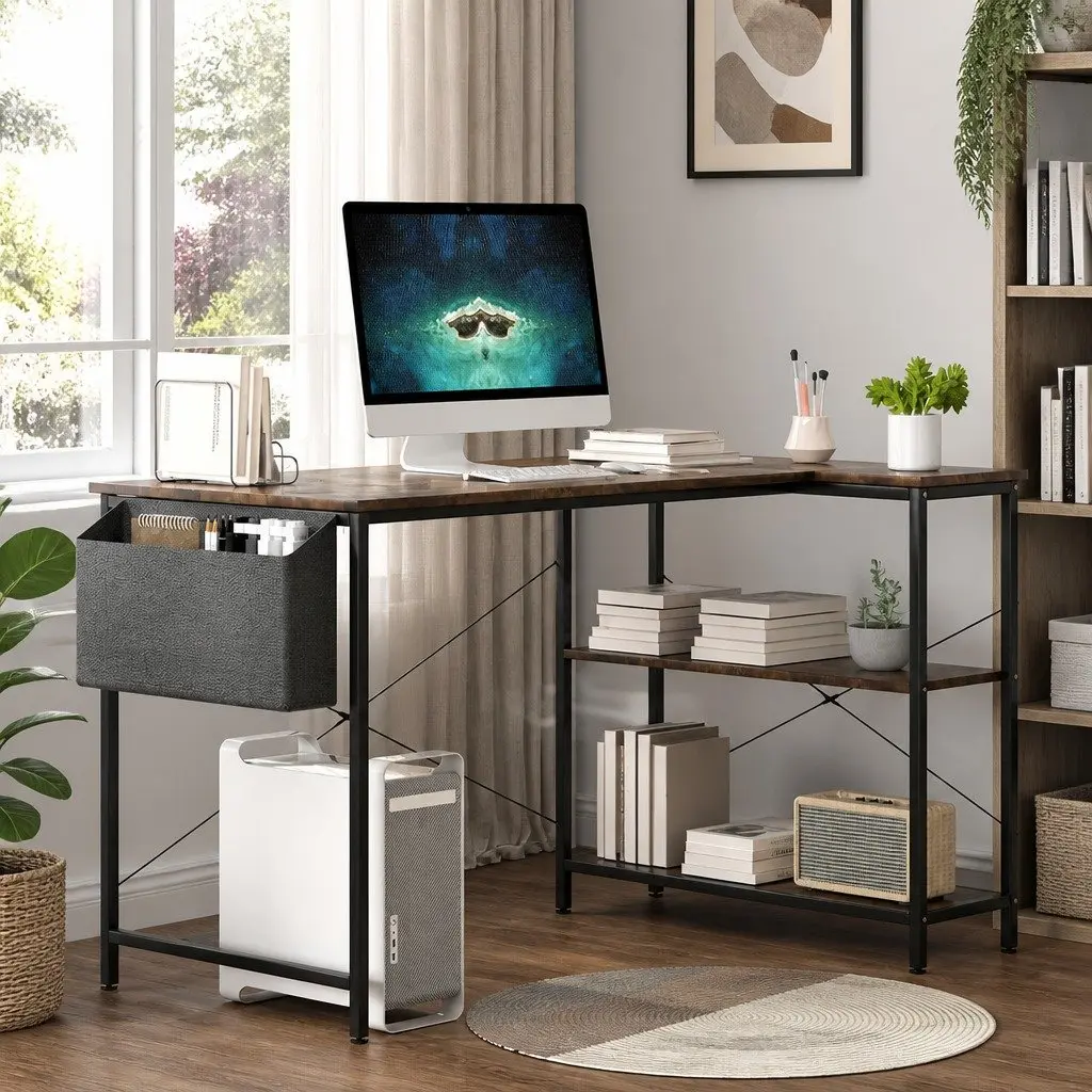 L Shaped Corner Desk with Reversible Storage