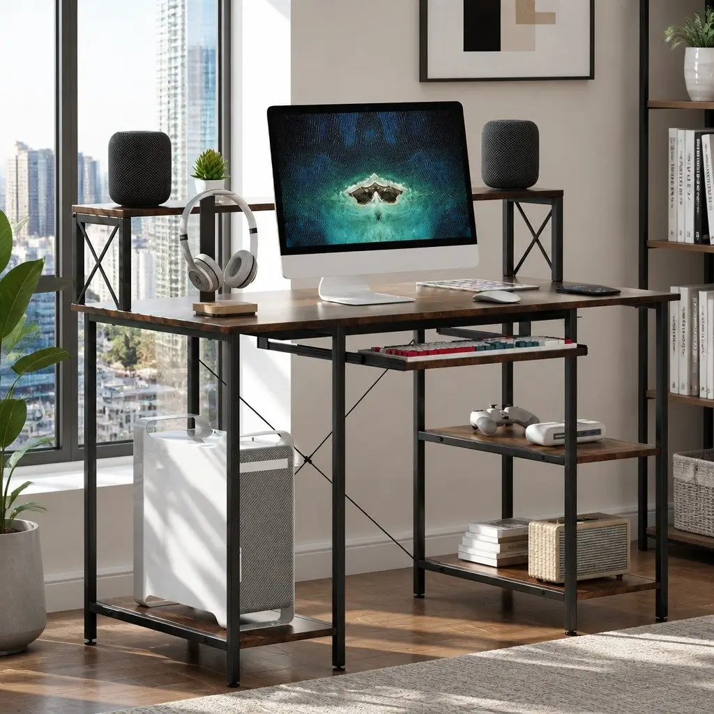Height Adjustable Gaming Desk for Work and Play