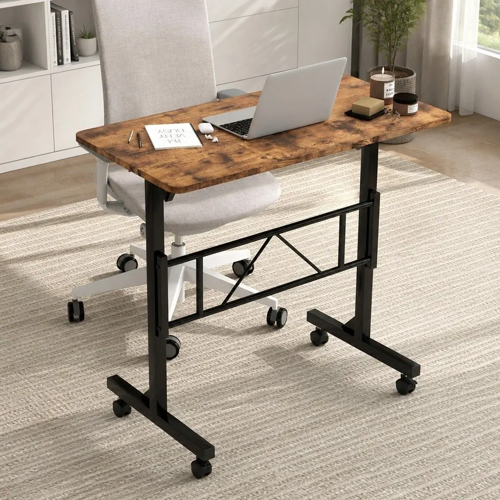 Height Adjustable Standing Desk Particle Board Steel 80cm x 40cm Brown