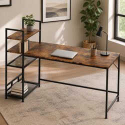 Durable Computer Desk with 4-Tier Shelving 160cm