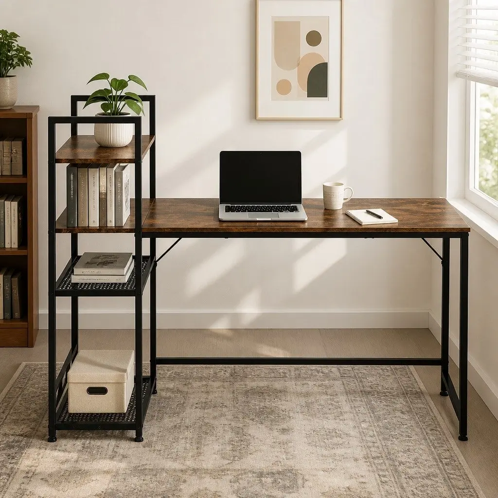 Computer Desk E1-grade Particleboard Steel Frame 160cm Dark Brown