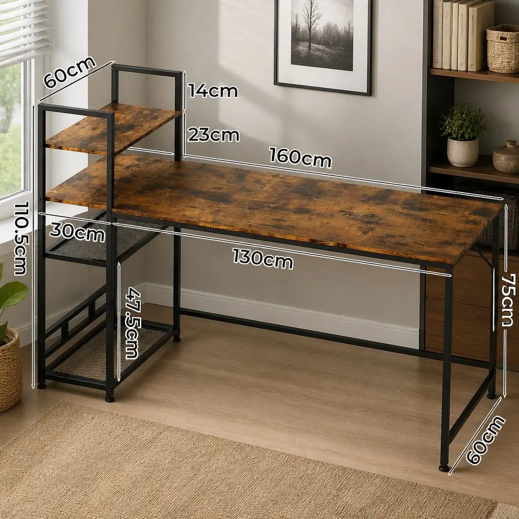 Computer Desk E1-grade Particleboard Steel Frame 160cm Dark Brown