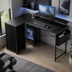 Durable L Shaped Gaming Desk with RGB Lighting