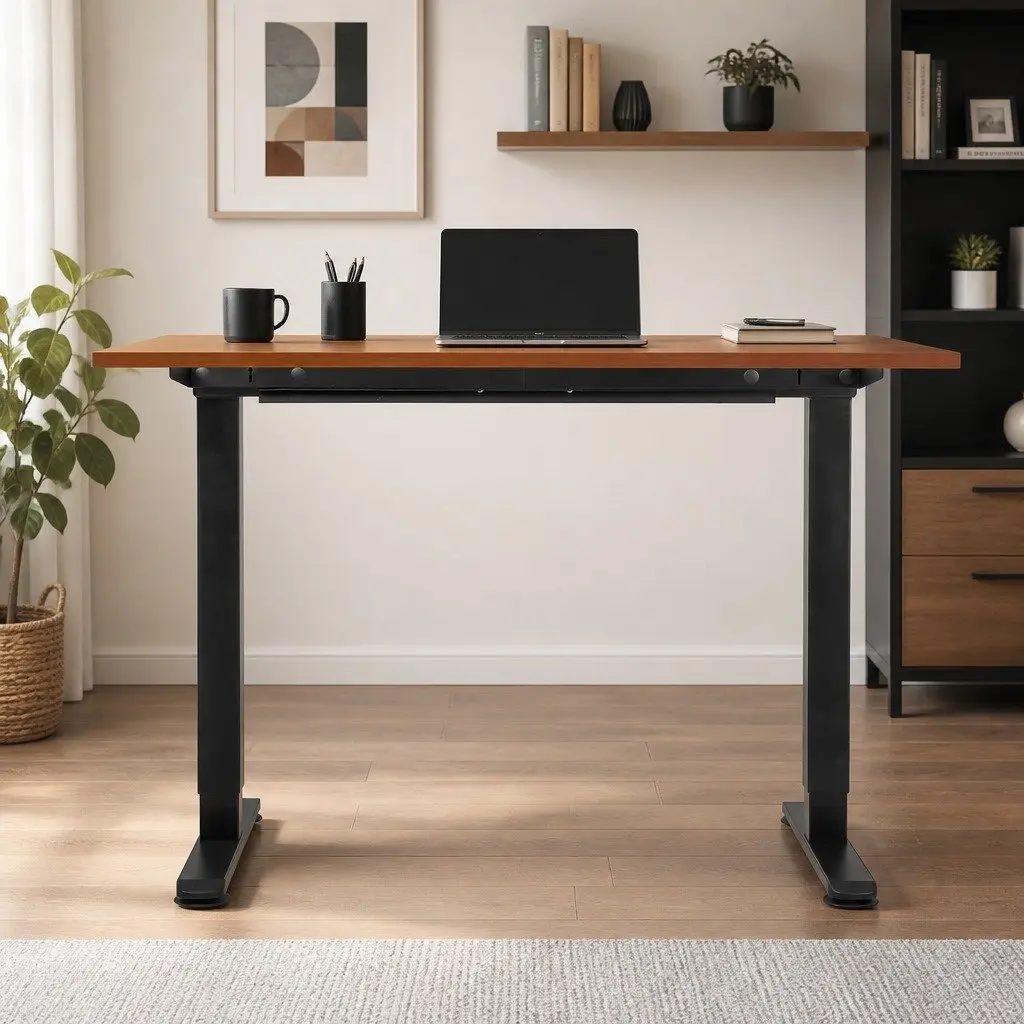 Electric Adjustable Standing Desk with Natural Desktop 140cm