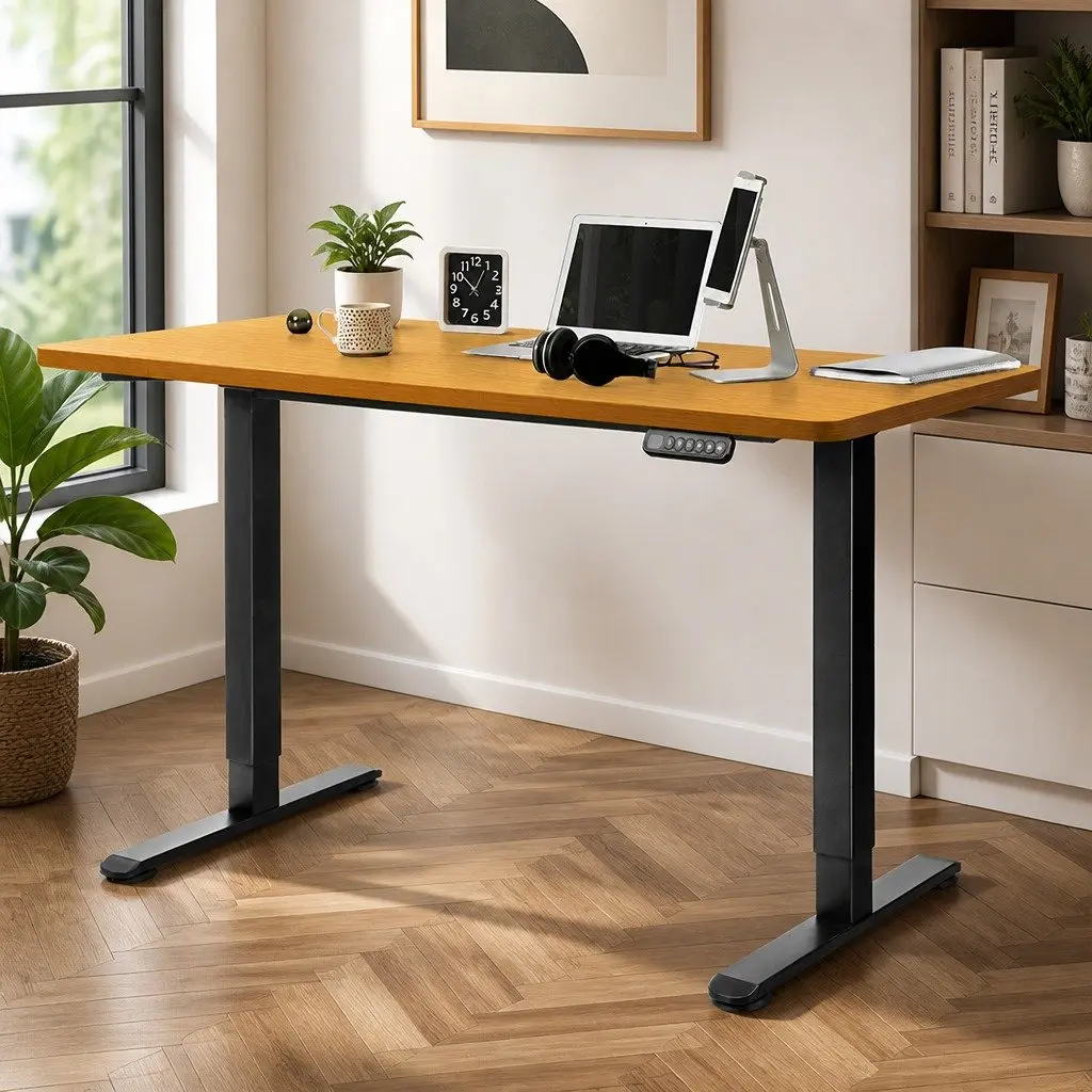 Electric Adjustable Standing Desk with Natural Desktop 140cm