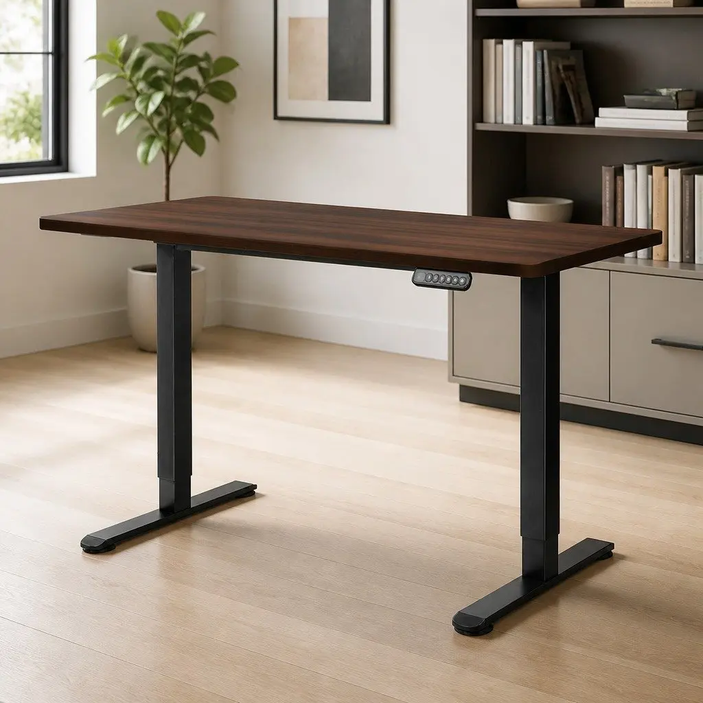 Adjustable Motorised Standing Desk with Walnut Surface