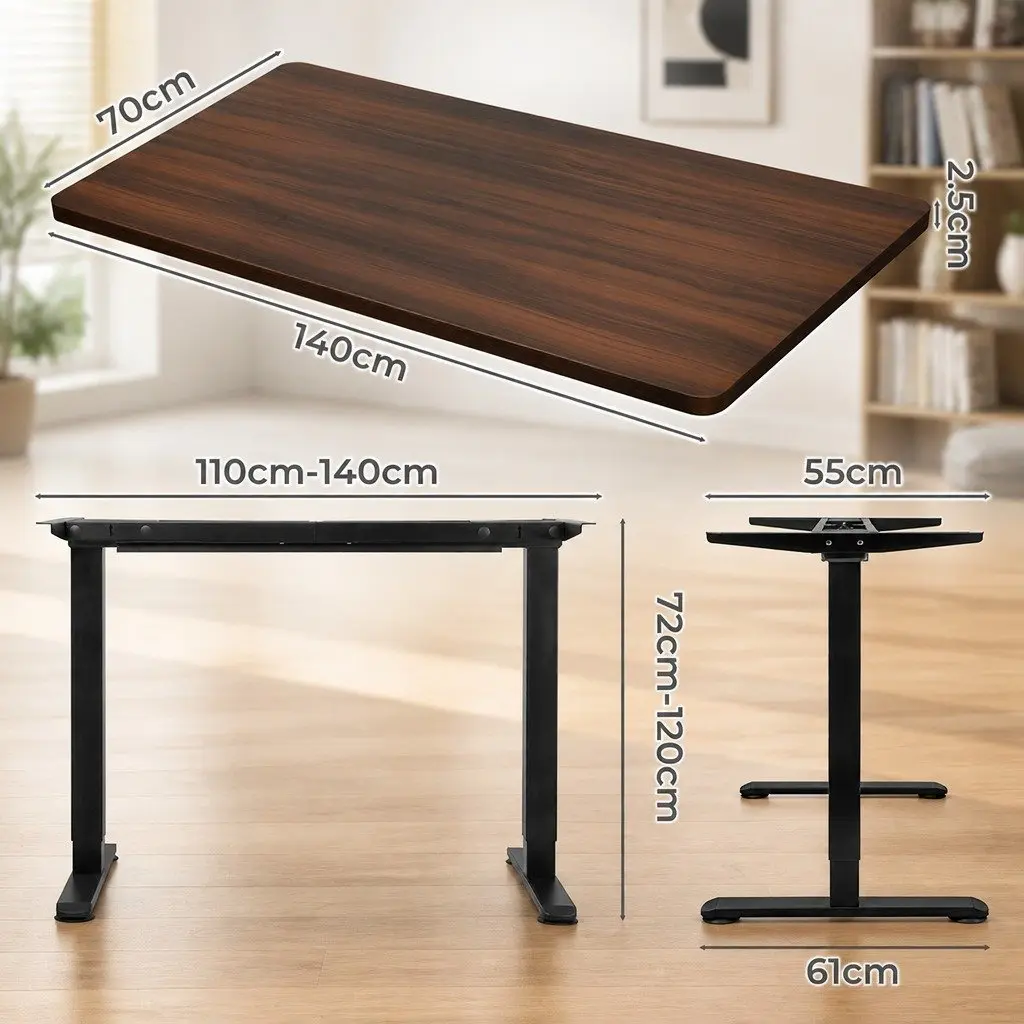Adjustable Motorised Standing Desk with Walnut Surface