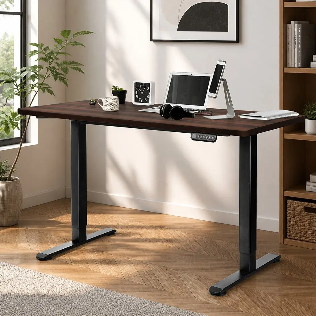 Adjustable Motorised Standing Desk with Walnut Surface