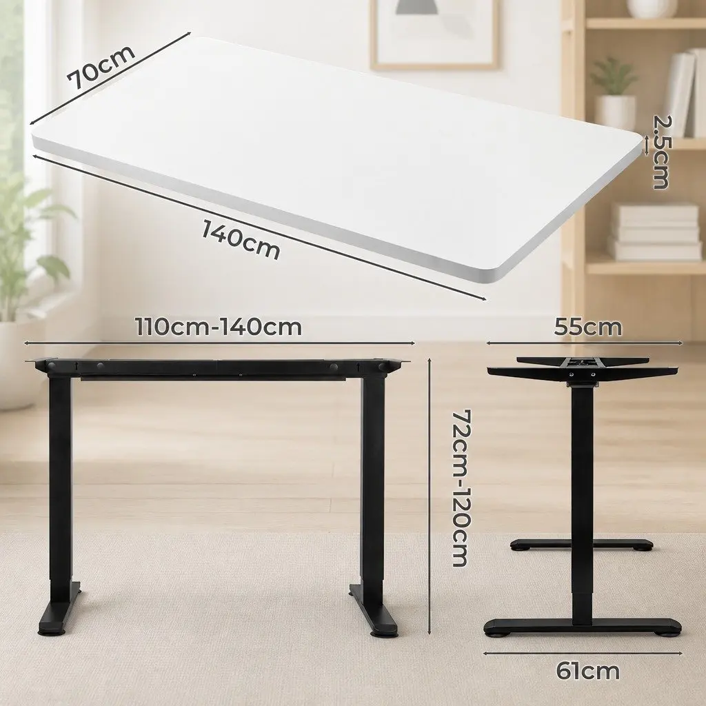 Electric Height Adjustable Desk Frame 140cm in White