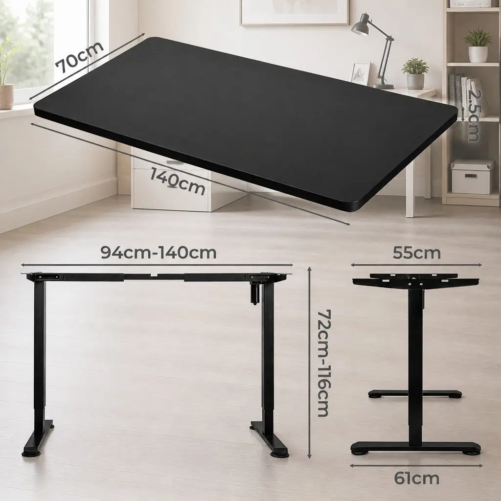Motorised Adjustable Standing Desk 140cm Black