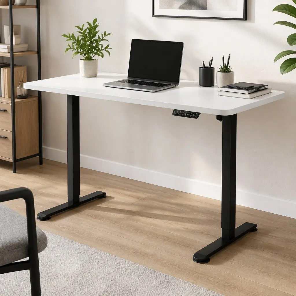 Adjustable Motorised Standing Desk 140cm White Electric
