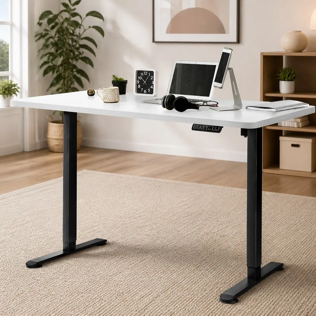 Adjustable Motorised Standing Desk 140cm White Electric