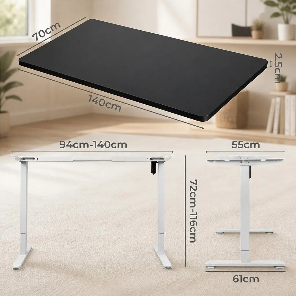 Motorised Standing Desk Frame 140cm Black
