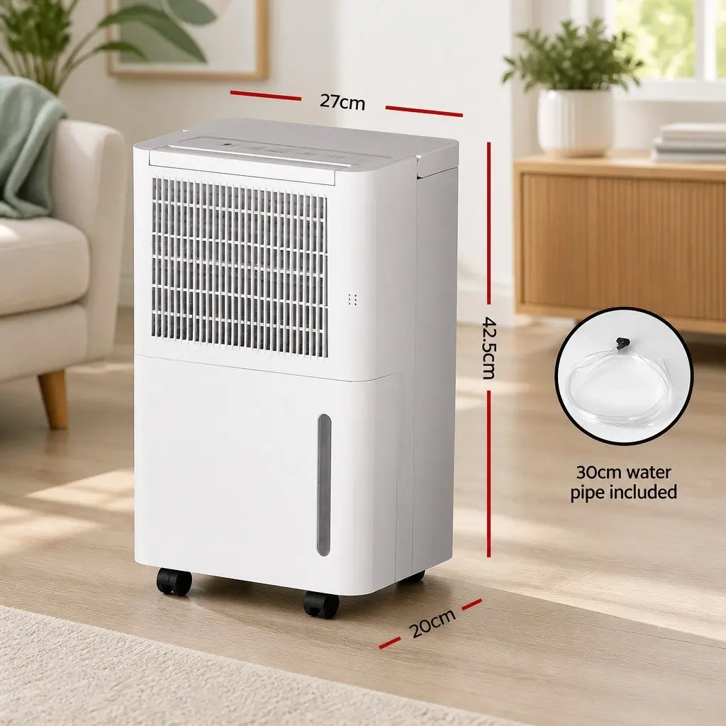 Dehumidifier Plastic 12L White 2-in-1 Portable Quiet Air Purifier