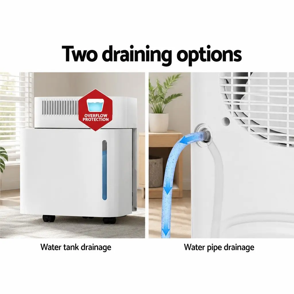 Dehumidifier Plastic 12L White 2-in-1 Portable Quiet Air Purifier