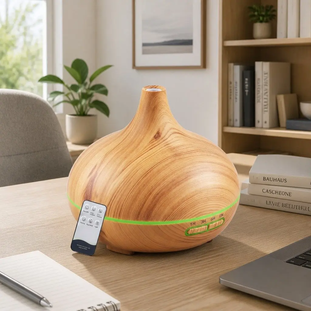 Aroma Diffuser Humidifier 300ml Light Wood Ultrasonic Mist Aromatherapy Night