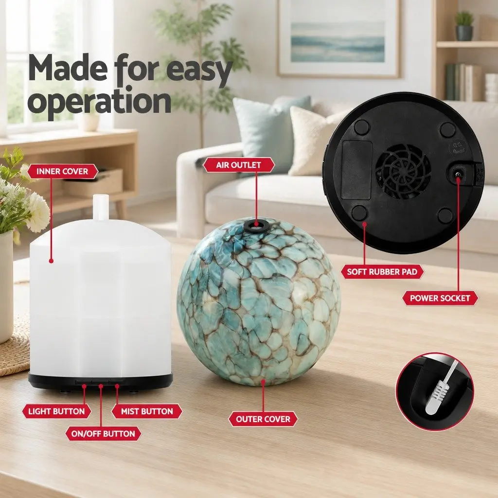 Aroma Diffuser Ultrasonic 240ml PP ABS Glass Blue