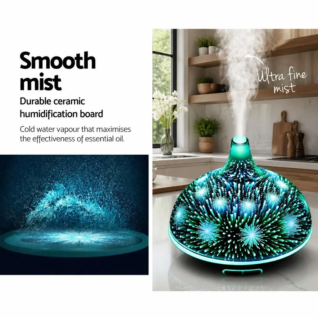 Aroma Diffuser ABS 400ml Silver with Light Wood Base