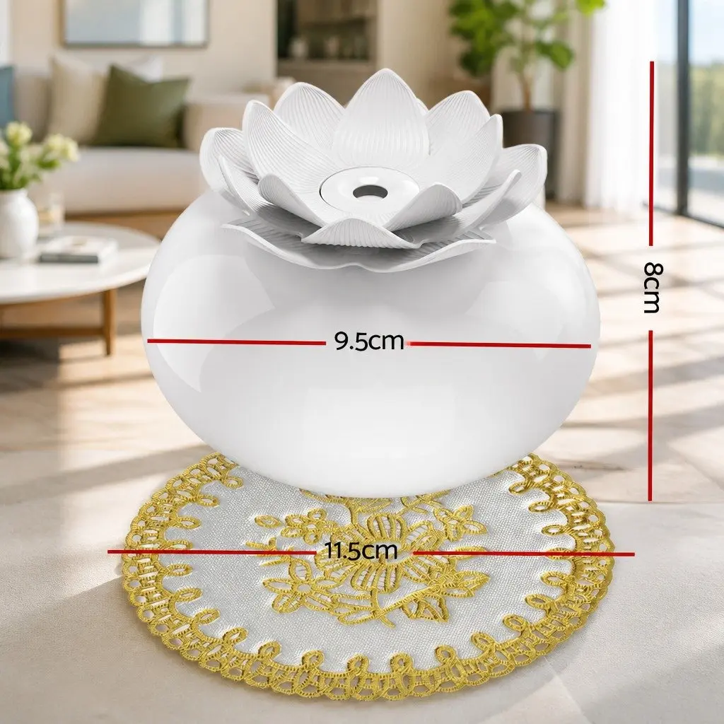 Aroma Diffuser Ceramic 200ml White Lotus Ultrasonic Humidifier