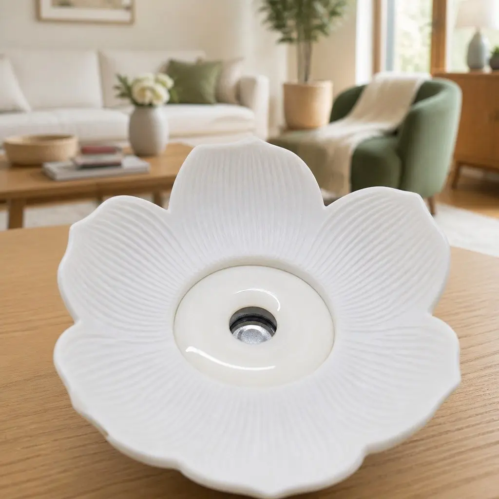 Aroma Diffuser Ceramic 200ml White Lotus Ultrasonic Humidifier
