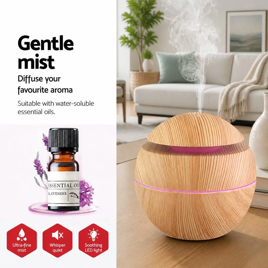 Aroma Diffuser ABS 130ml Light Wood 4 in 1 Humidifier Night Light