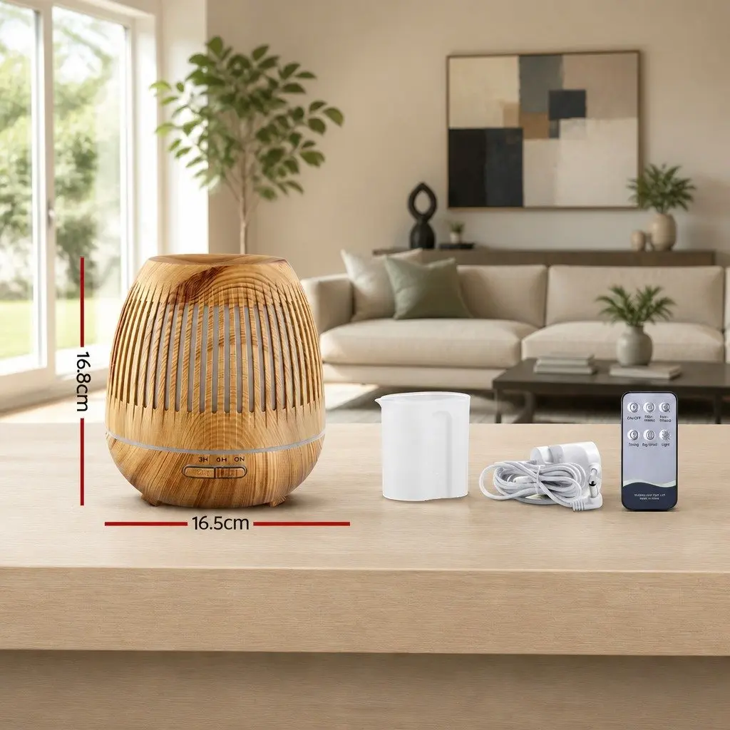 Aroma Diffuser ABS 400ml Light Wood Ultrasonic Humidifier 7 Colour LED Night Light
