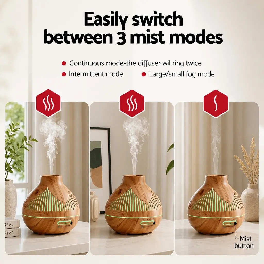 Ultrasonic Aroma Diffuser 400ml with 7 LED Lights
