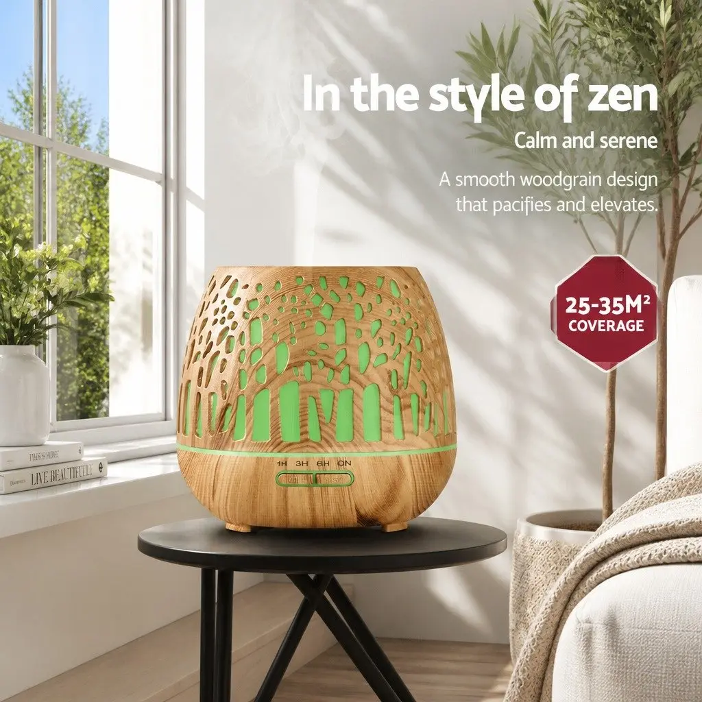 Aroma Diffuser Ultrasonic 400ml Wood Grain Light