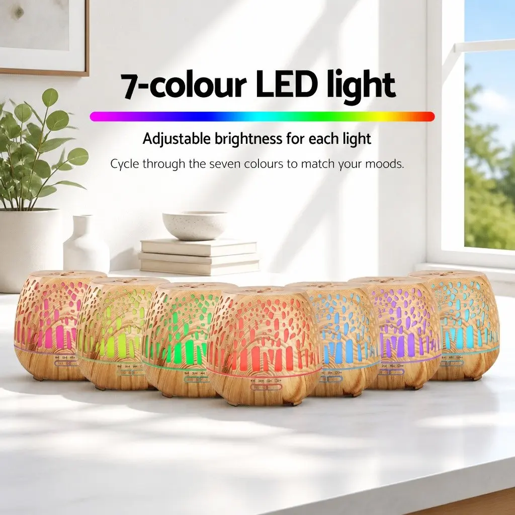 Aroma Diffuser Ultrasonic 400ml Wood Grain Light