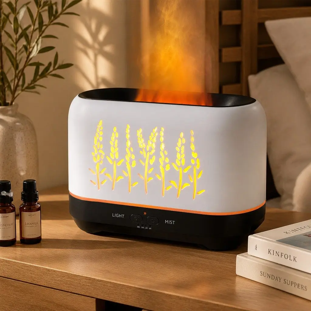 Oil Diffuser with Flame Effect and 200ml Capacity