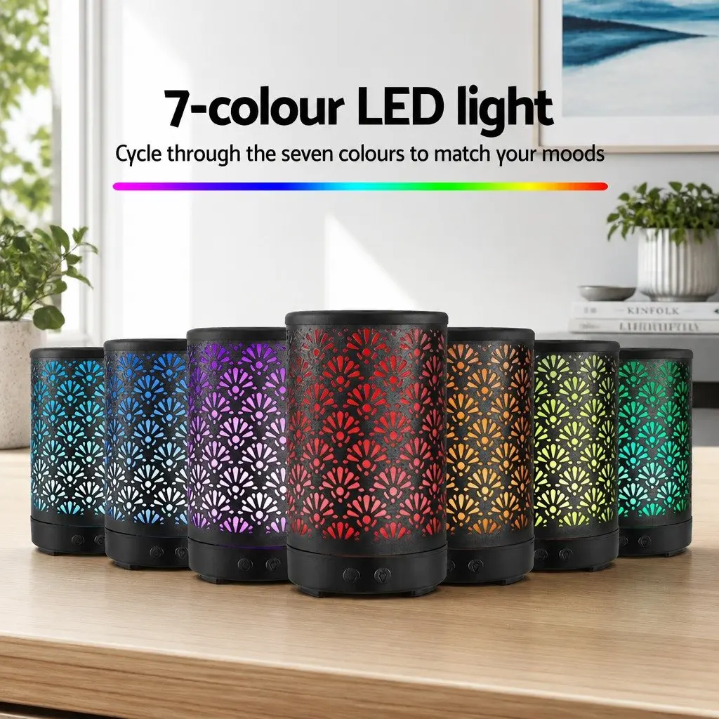 Aroma Diffuser ABS 100ml Black 4-in-1 Humidifier Night Light Remote Control