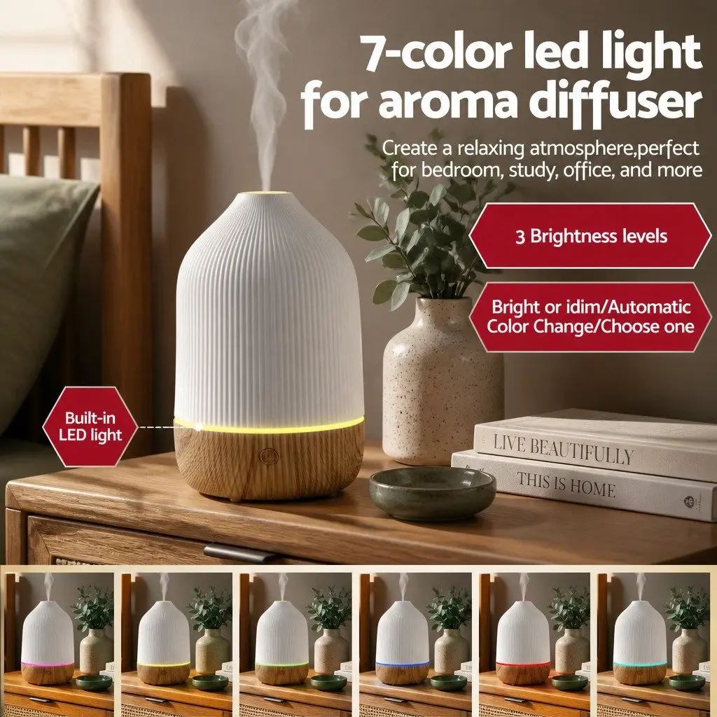 Ultrasonic Aroma Diffuser 100ml with LED Night Light