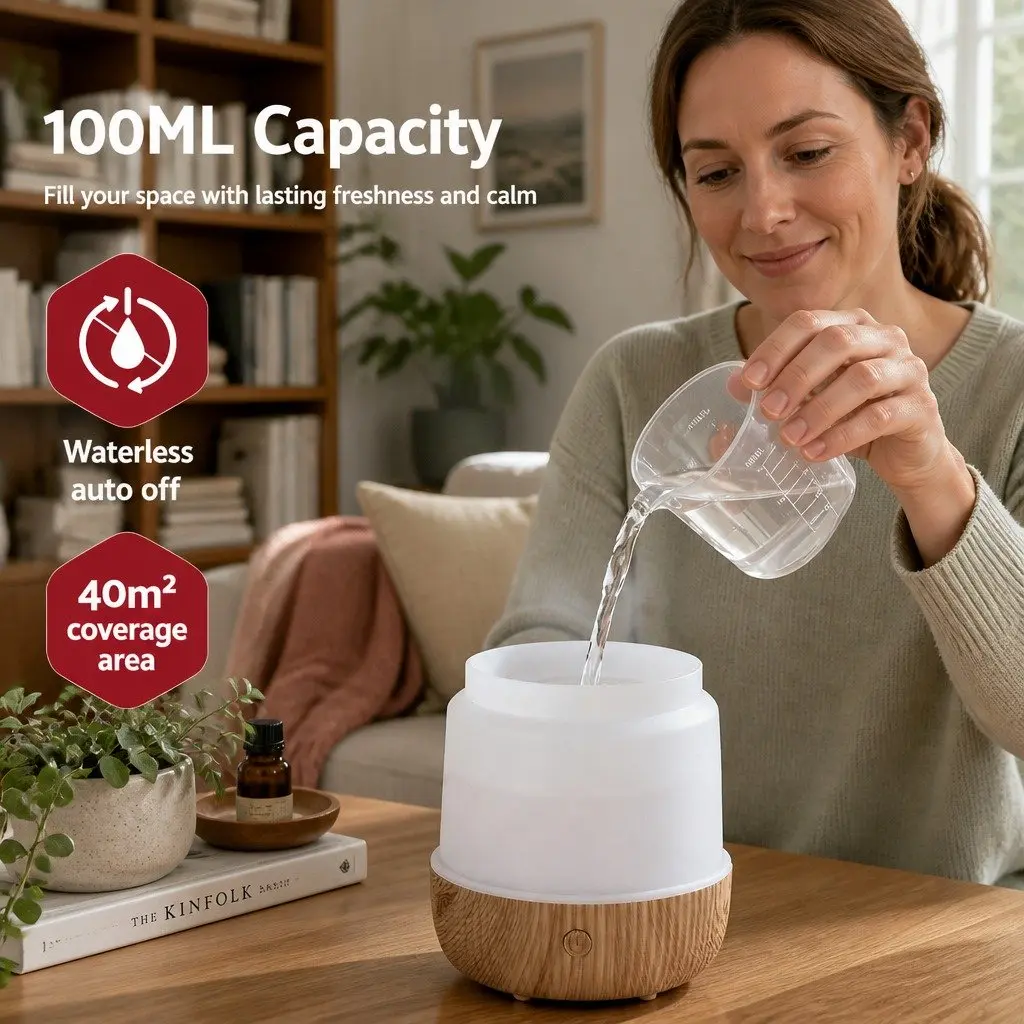 Ultrasonic Aroma Diffuser 100ml with LED Night Light