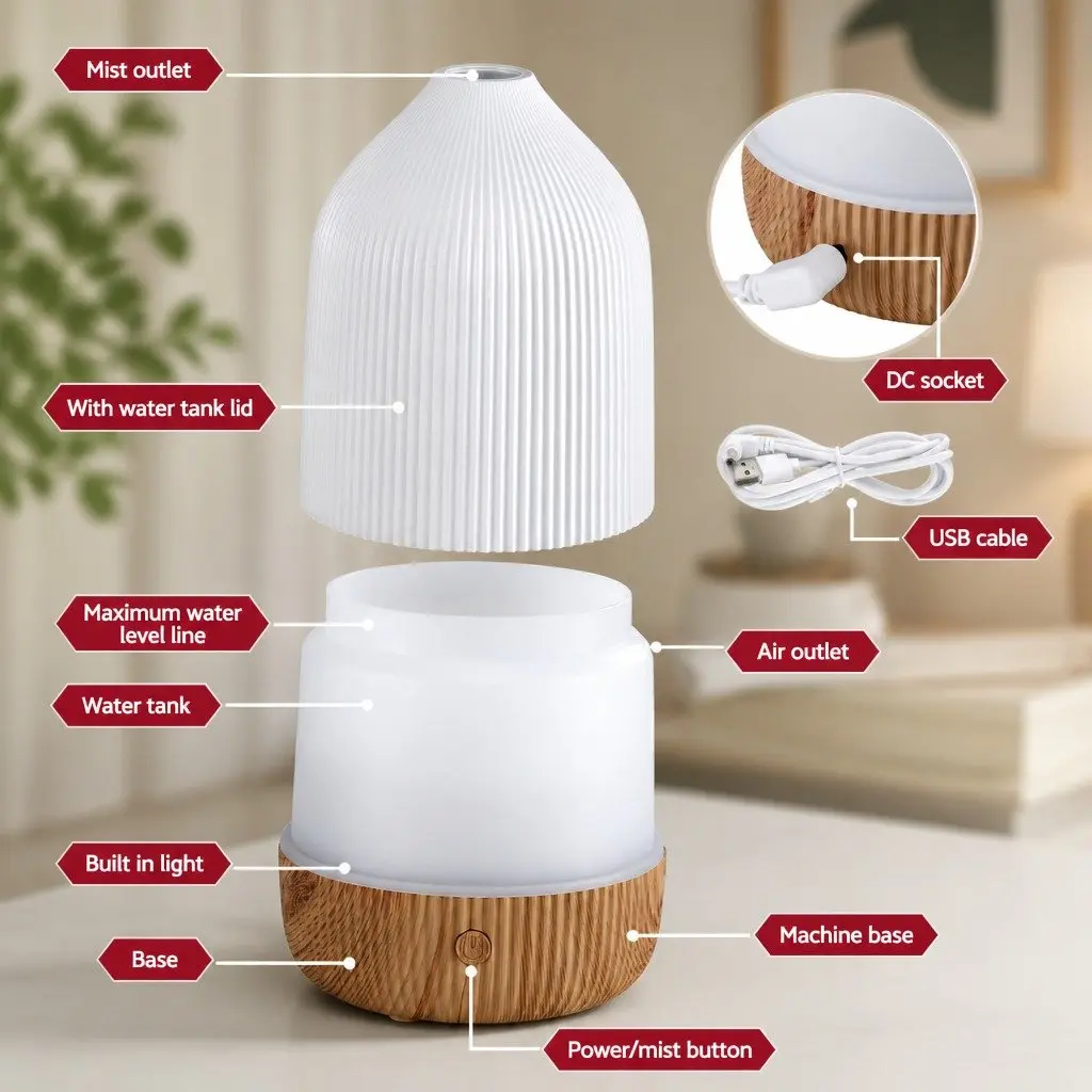 Ultrasonic Aroma Diffuser 100ml with LED Night Light