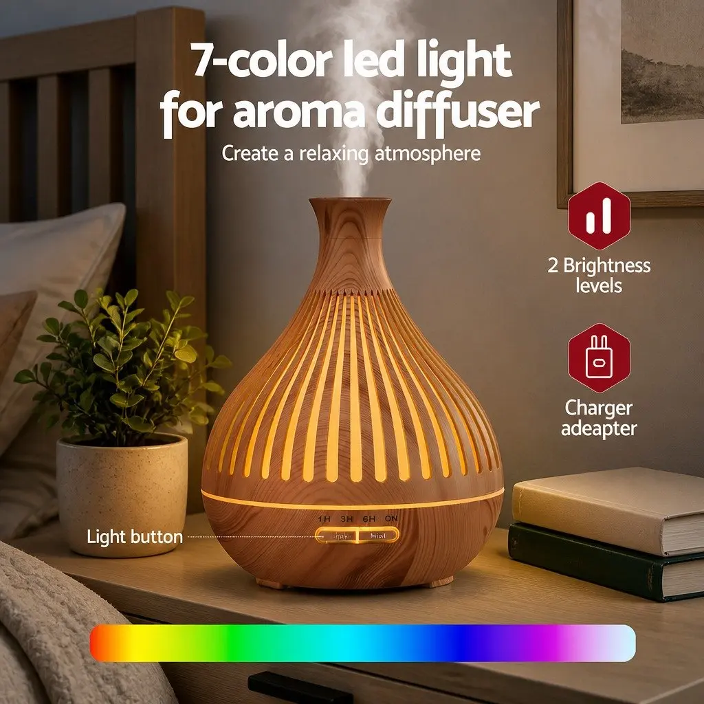 Wood Grain Ultrasonic Aroma Diffuser 400ml