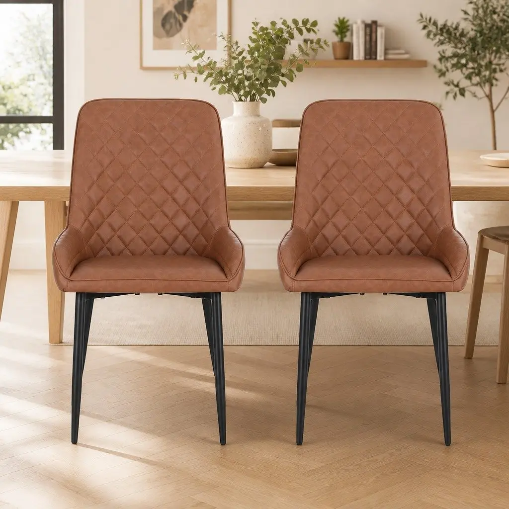 Dining Chairs PU Leather Retro Brown 2 Piece