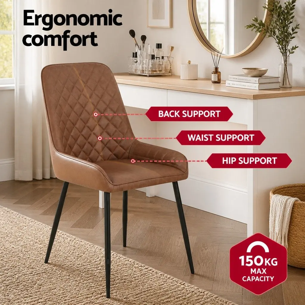 Dining Chairs PU Leather Retro Brown 2 Piece