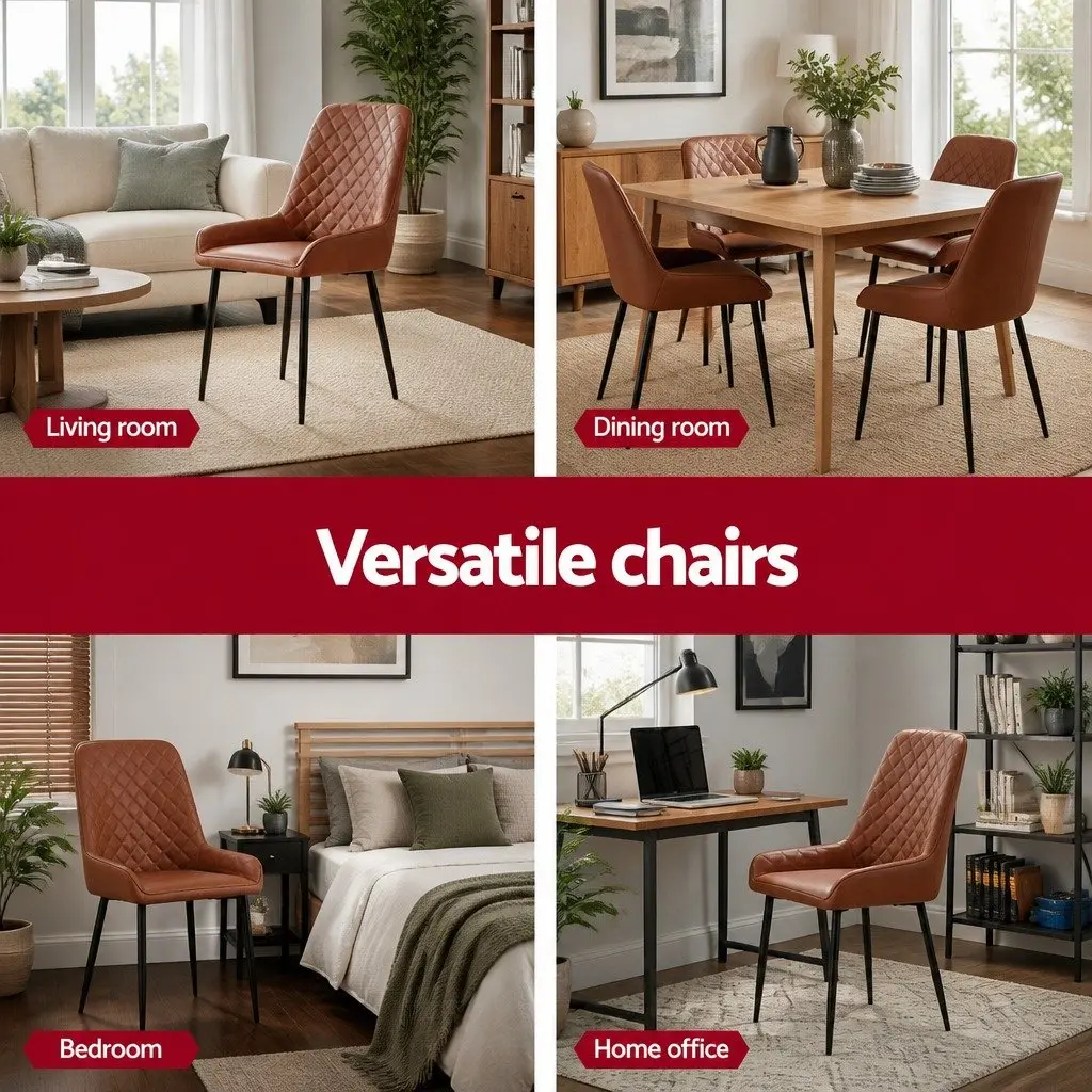 Dining Chairs PU Leather Retro Brown 2 Piece
