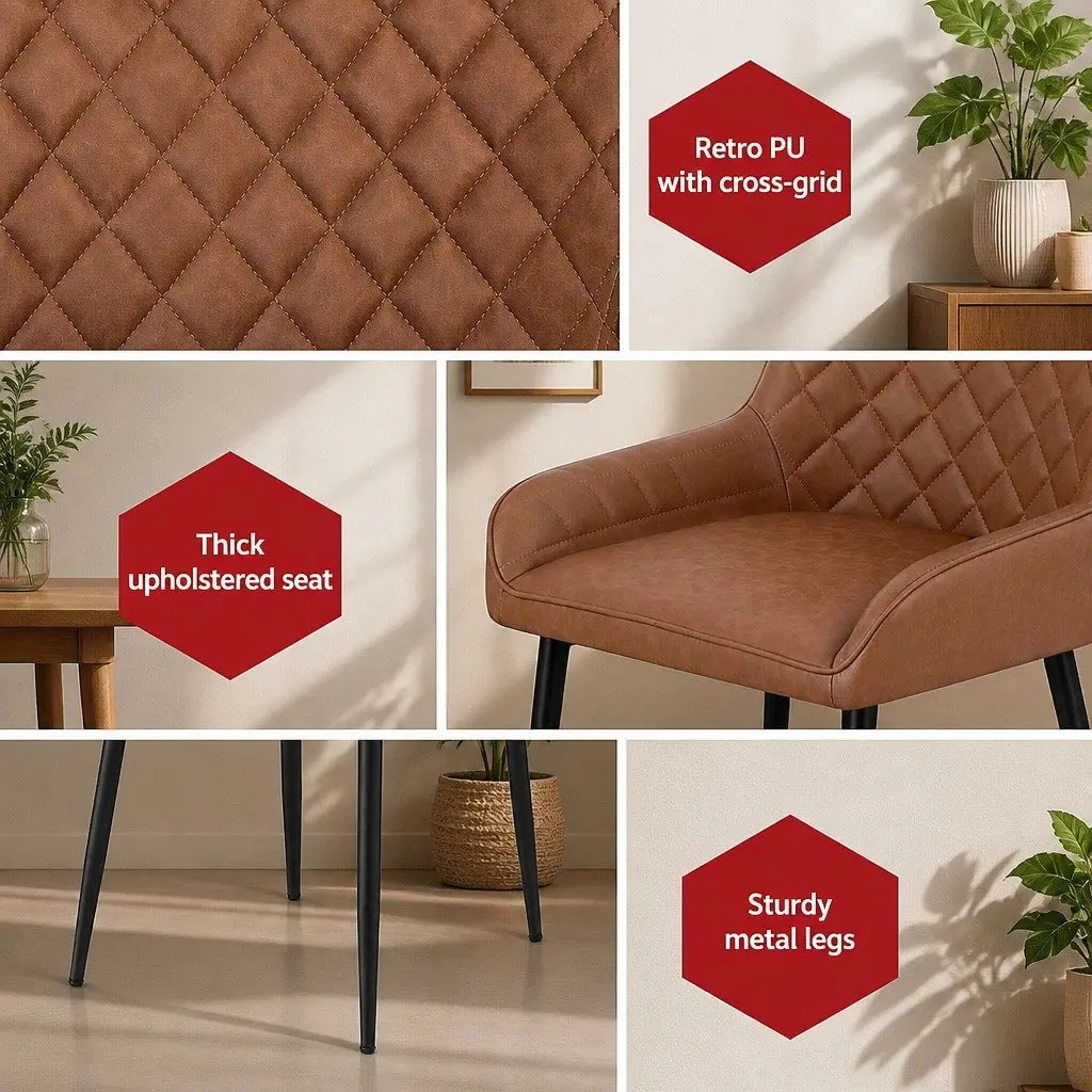 Dining Chairs PU Leather Retro Brown 2 Piece