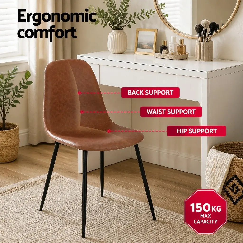 Dining Chairs PU Leather Brown 2 Piece