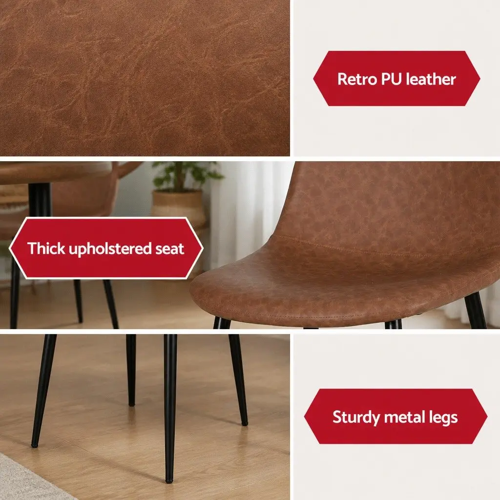 Dining Chairs PU Leather Brown 2 Piece