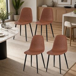 Set of 4 Retro Kitchen Accent Chairs with Metal Legs