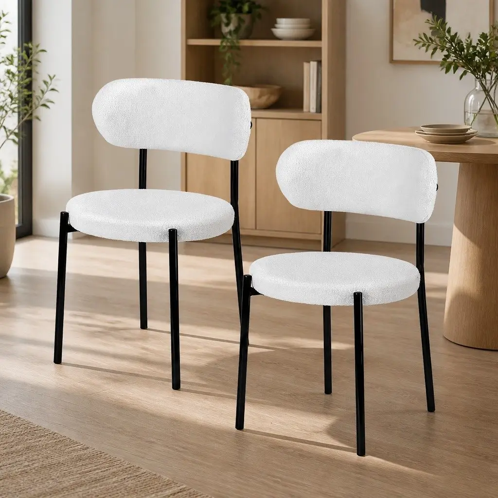 Set of 2 Contemporary Dining Chairs with Curvy Backrest