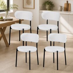 Set of 4 High-Quality White Sherpa Dining Chairs