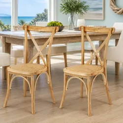 Wooden Rattan Dining Chairs with Rubber Wood Frame