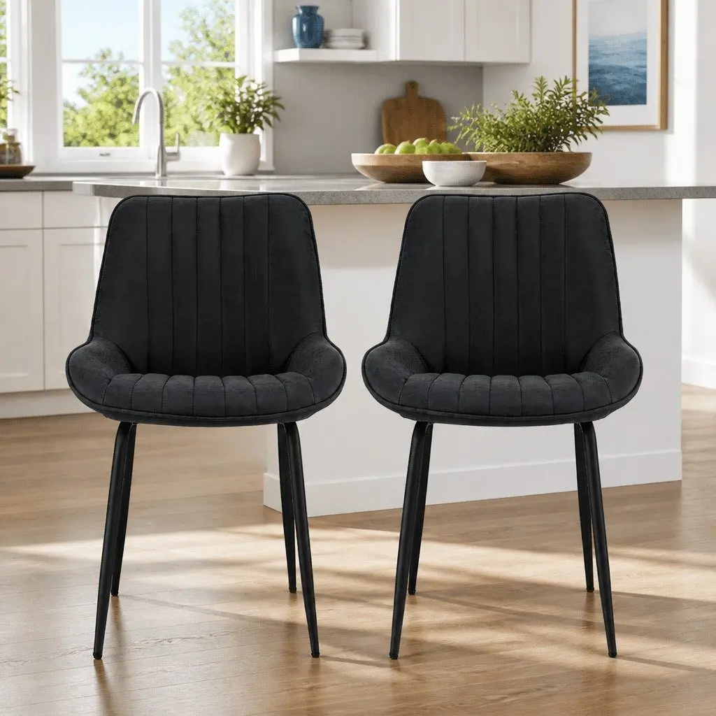 Retro Style Dining Chairs Set of 2 with Metal Legs