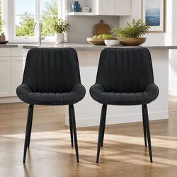 Retro Style Dining Chairs Set of 2 with Metal Legs