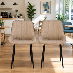 Set of 2 Retro Dining Chairs with Tufted Design